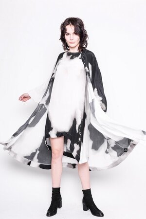 Dress Caught in the Rain printed clouds modal