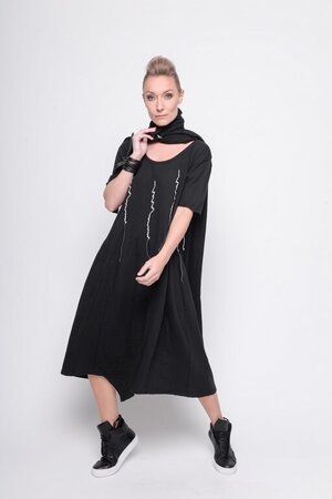 dress do your thing black cotton vapor stitch